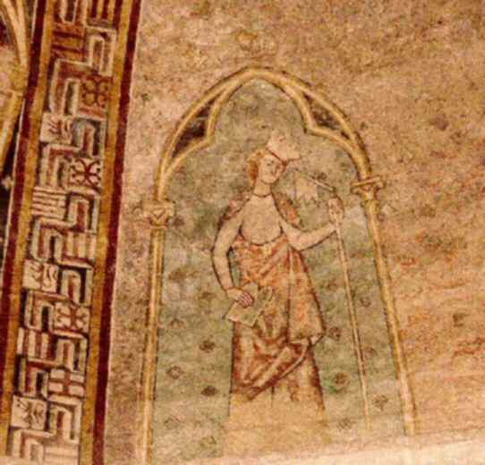 La Synagogue vaincue: tête inclinée, sa couronne chancelante et la hampe de sa bannière brisée.