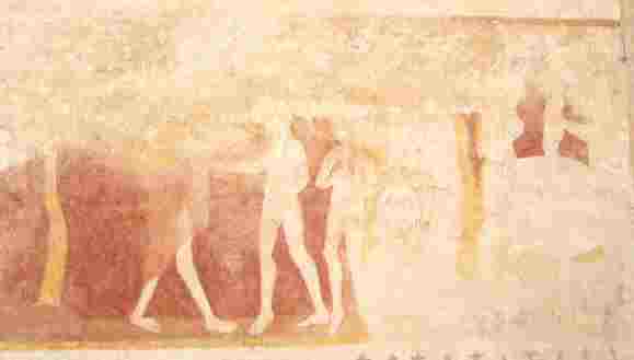 Selon les Evangiles apocryphes, le Christ desendit aux Limbes où les âmes des Justes attendaient qu'il vienne les délivrer et les conduire au Paradis. Comme dans cette scène, il est souvent représenté prenant Adam et Eve par la main