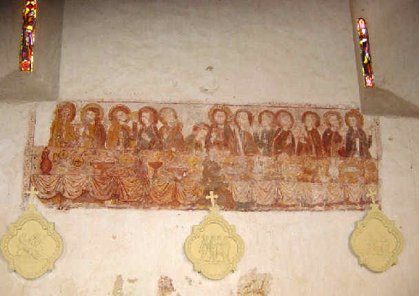 Vue générale de la Cène (1m35 x 4m30)Judas étant assis de l'autre côté de la table, devant Jésus, il y a donc 14 personnages