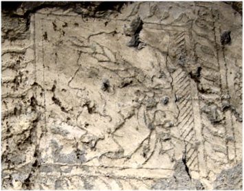 Tête réalisée selon la technique du sgrafitto