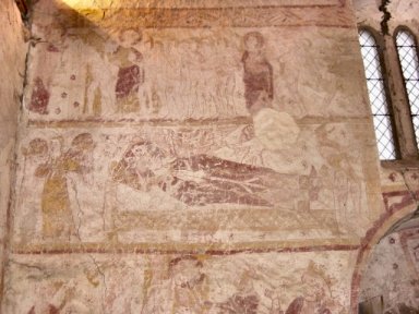 (à droite) entrée des élus au paradis; Saint Michel pesant lesâmes; martyre de Saint-Blaise